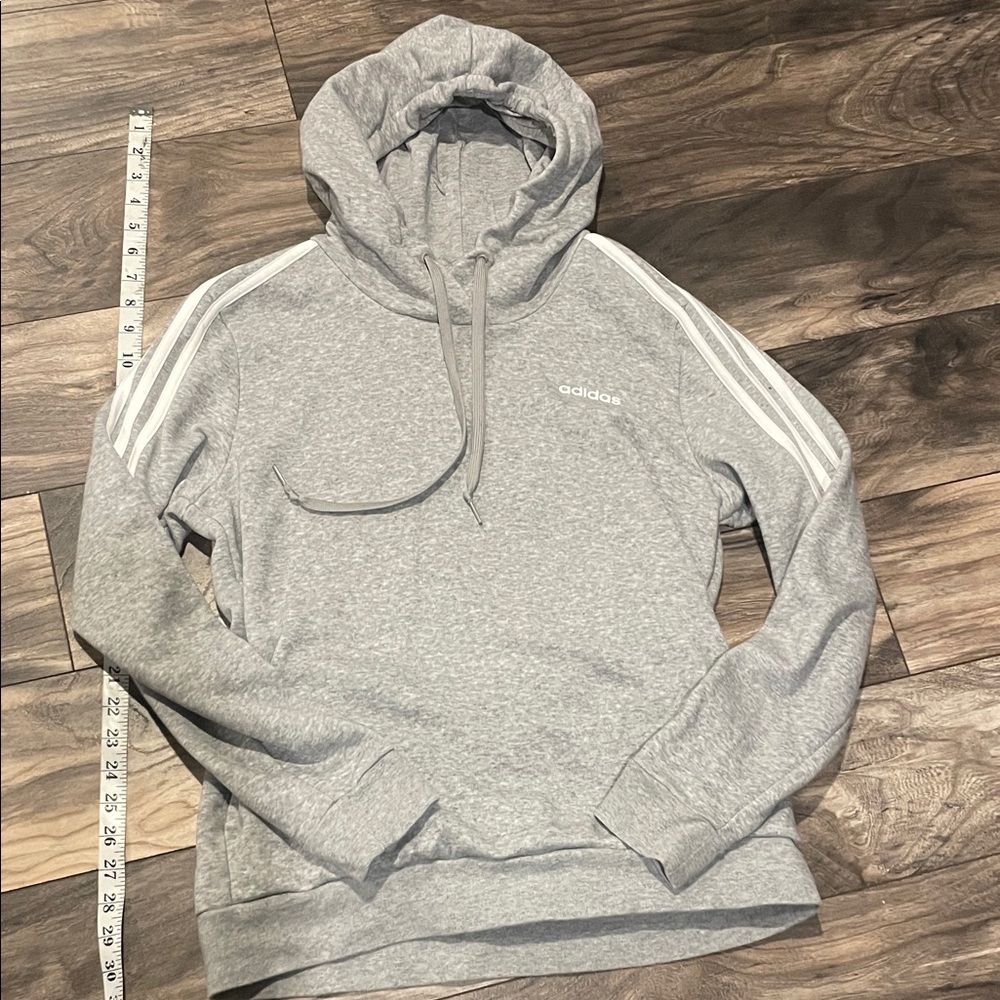 Adidas women Light Gray Hoodie with White Stripes